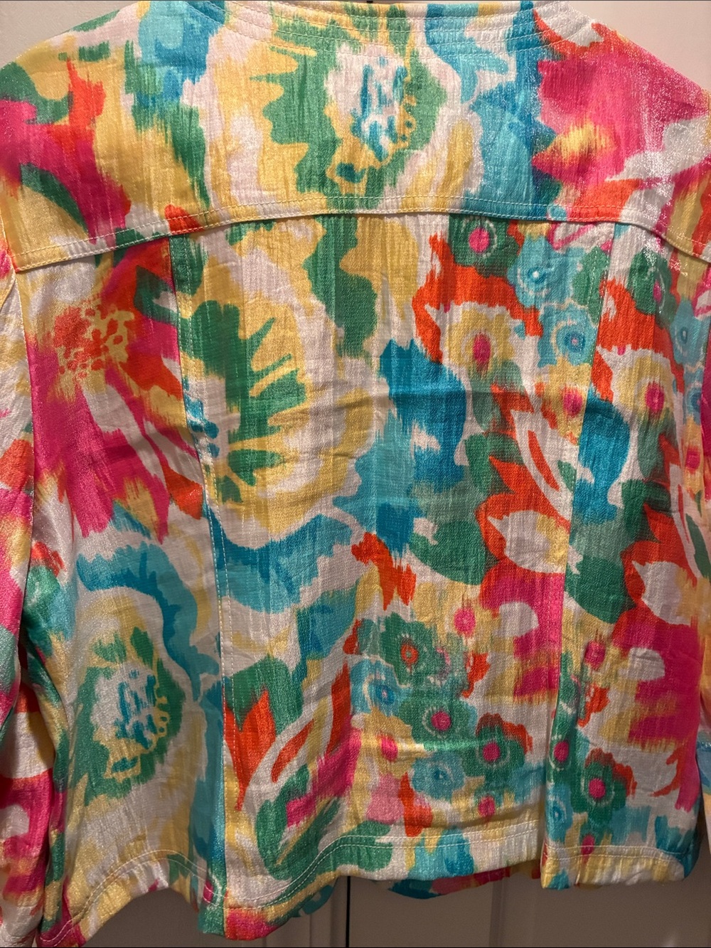 Ruby Rd. Multicolor Floral Button-Front Jean Jacket - Picture 10 of 10